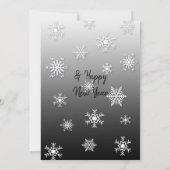 モノクロの雪の結晶 ファミリー フォト クリスマス 招待状 (裏面)