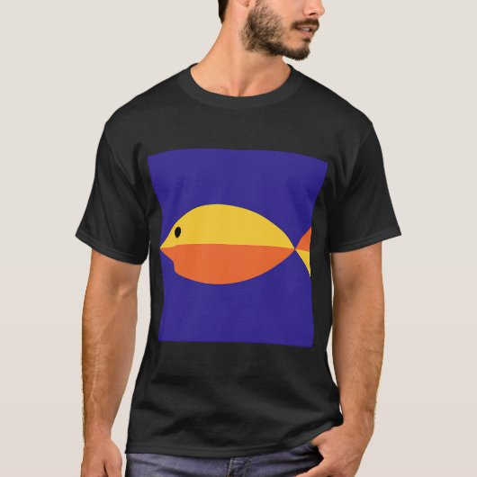 モノクロの黄色いオレンジ色の魚 Tシャツ (正面)