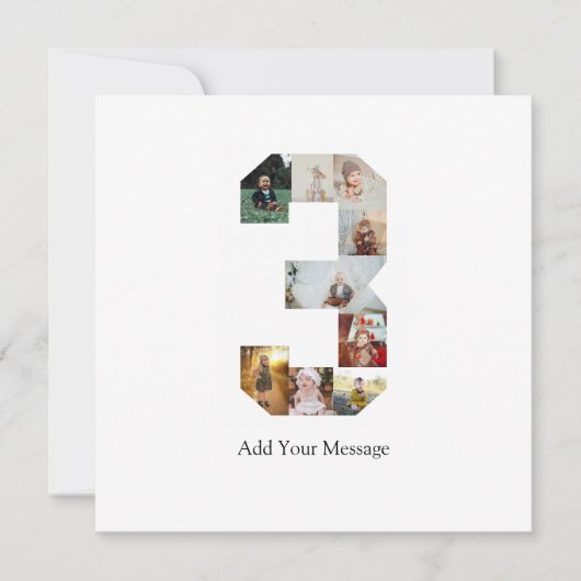 モノクロの3つの写真のコラージュ カード (正面)