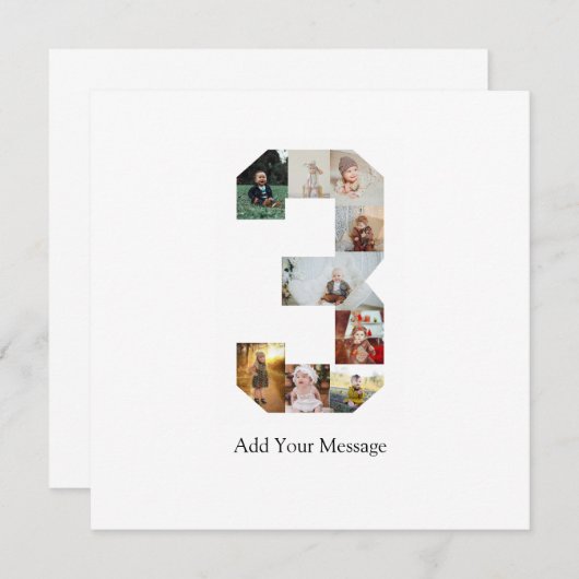 モノクロの3つの写真のコラージュ 案内状 (正面/裏面)