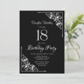 モノクロの18歳誕生日パーティー 招待状 (スタンド正面)