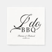 モノクロの BBQ 婚約パーティー スタンダードカクテルナプキン (正面)