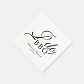 モノクロのI Do BBQエンゲージメントパーティー スタンダードカクテルナプキン (角)