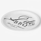 モノクロのI Do BBQエンゲージメントパーティー ペーパープレート (アングル)