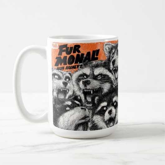 モノクロのZineアートに叫ぶ顔 コーヒーマグカップ (左)