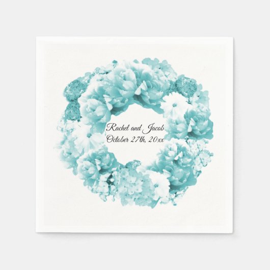 モノクロアクアブルーリース紙ナプキンス スタンダードカクテルナプキン (正面)