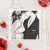 モノクロアニメの花嫁と花婿のウェディング (インサイチュ)