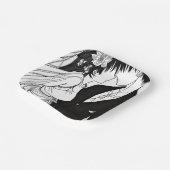 モノクロアニメの花嫁と花婿のウェディング ペーパープレート (傾斜あり)