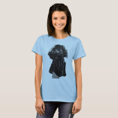 モノクロアニメ女子線画 Tシャツ (正面フル)