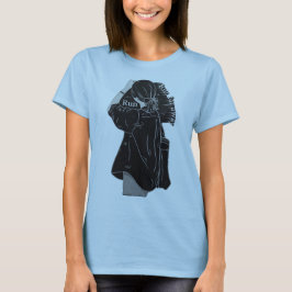 モノクロアニメ女子線画 Tシャツ