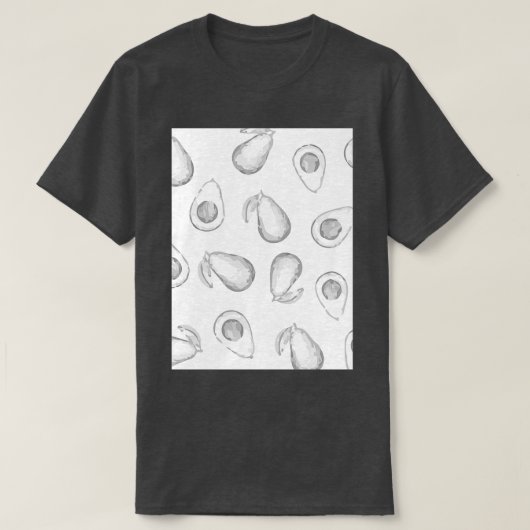 モノクロアボカドスパターン Tシャツ (デザイン正面)