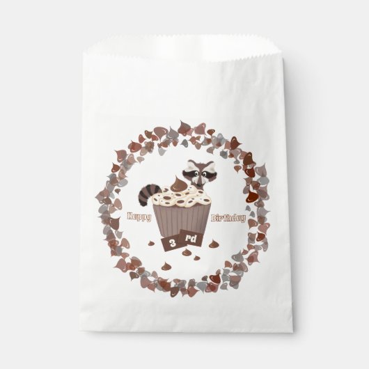 モノクロアライグマのチョコチップバースデー フェイバーバッグ (正面)