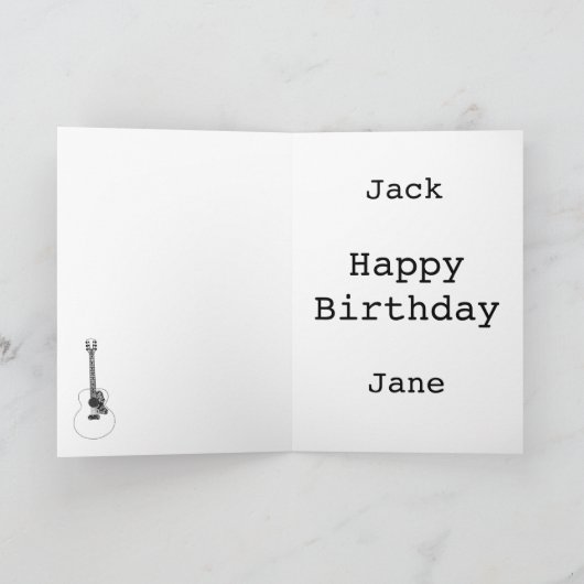 モノクロアートアコースティックギターミュージカル楽器 カード (内部)