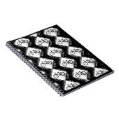 モノクロイニシャルのバイクパターン ノートブック (右側)