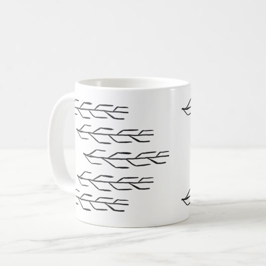 モノクロインクの枝の水筒 コーヒーマグカップ (正面左)