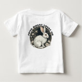 モノクロイースタースプリングフローラのうさぎが好き ベビーTシャツ (裏面)