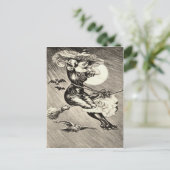 モノクロイ飛んでいるッチブロムフクロウこうもり満月 ポストカード (スタンド正面)