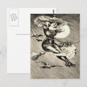 モノクロイ飛んでいるッチブロムフクロウこうもり満月 ポストカード (正面/裏面)