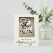 モノクロイ飛んでいるッチブロムフクロウこうもり満月 ポストカード (スタンド正面)