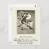 モノクロイ飛んでいるッチブロムフクロウこうもり満月 ポストカード (正面/裏面)