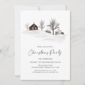 モノクロウィンタークリスマスパーティの招待状 シーズンカード (正面)