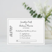 モノクロウェディングRSVPカード 出欠カード (スタンド正面)