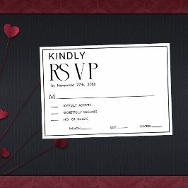 モノクロウェディングRSVPカード 出欠カード