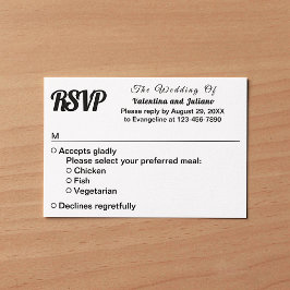 モノクロウェディングRSVP 出欠カード