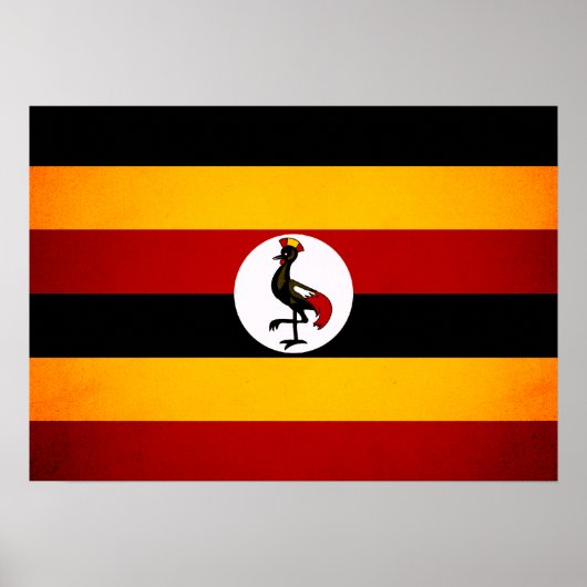 モノクロウガンダ国旗 ポスター (正面)