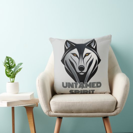 モノクロウルフシルエッはっきりしたト(抽象芸術スタイル) クッション (椅子)