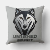 モノクロウルフシルエッはっきりしたト(抽象芸術スタイル) クッション (裏面)