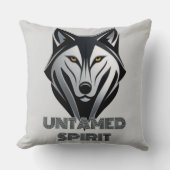 モノクロウルフシルエッはっきりしたト(抽象芸術スタイル) クッション (正面)