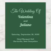 モノクロエメラルドグリーン結婚のワインボトルラベル ワインラベル (シングルラベル)