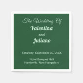 モノクロエメラルドグリーン結婚テーマ紙 スタンダードカクテルナプキン (正面)
