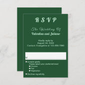モノクロエメラルドグリーン結婚ポートレートRSVP 出欠カード (正面/裏面)