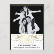 モノクロエレガンスブラックとホワイトポストカード