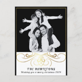 モノクロエレガンスブラックとホワイトポストカード シーズンポストカード