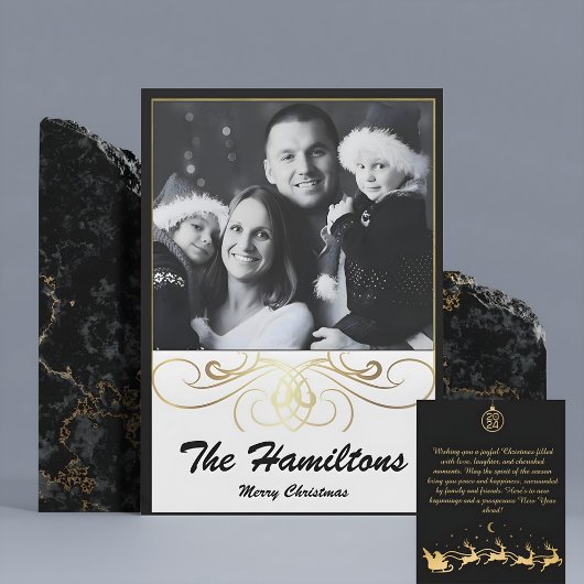 モノクロエレガンスブラックアンドホワイトホリデーカード シーズンカード