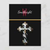 モノクロエレガンス:白黒の赤Wロゴ ポストカード (正面)