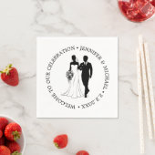 モノクロエレガントなタイポグラフィの結婚式ペア スタンダードカクテルナプキン (インサイチュ)