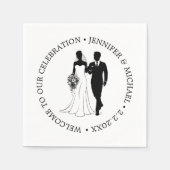 モノクロエレガントなタイポグラフィの結婚式ペア スタンダードカクテルナプキン (正面)