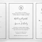 モノクロエレガントな伝統的な結婚式 三つ折り招待状 (内部中)