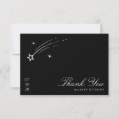 モノクロエレガントな天体ウェディング サンキューカード (正面)