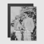 モノクロエレガントな結婚式の「Save The Date」フォトマグネット (正面/裏面)