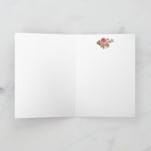 モノクロエレガントグラム-白の背景を持つピンクのバラ ノートカード (内部)