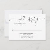 モノクロエレガントハート手書き風フォント 出欠カード (正面)