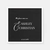 モノクロエレガントモノグラシンプルム印刷 スタンダードカクテルナプキン (正面)