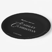 モノクロエレガントモノグラシンプルム印刷 ペーパープレート (アングル)