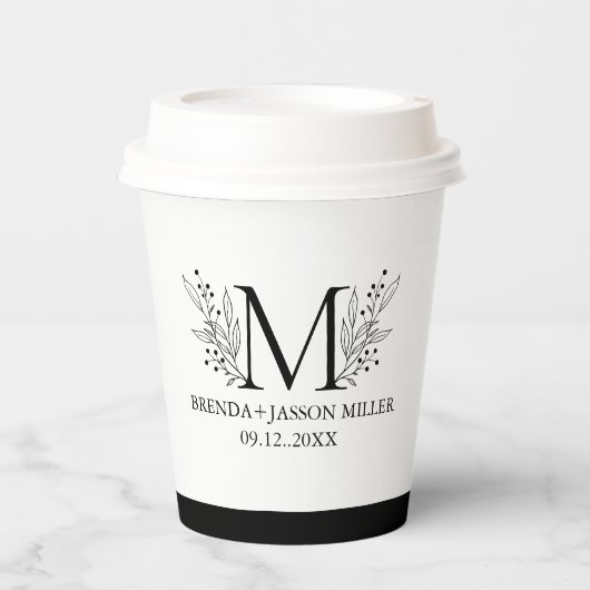 モノクロエレガントモノグラム 紙コップ (正面)