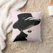 モノクロエレガント女性シルエット クッション (ブランケット)